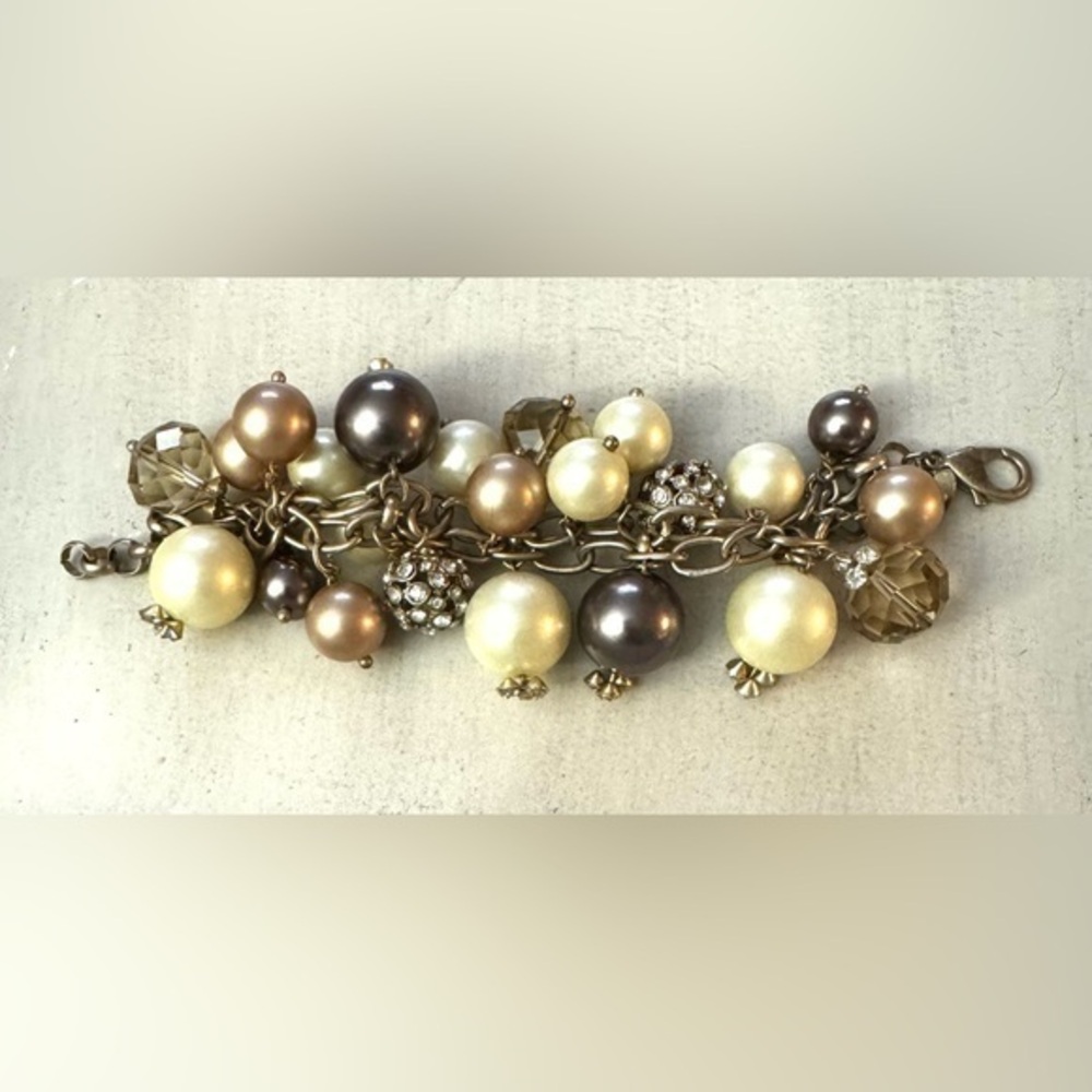 Stella & Dot Audrey Cluster Bracelet with Faux Pearls/Crystals